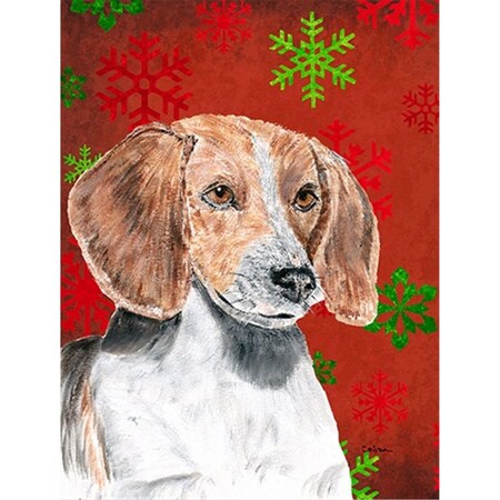 Carolines Treasures English Foxhound Red Snowflake Christmas Flag Canvas House Size SC9593CHF